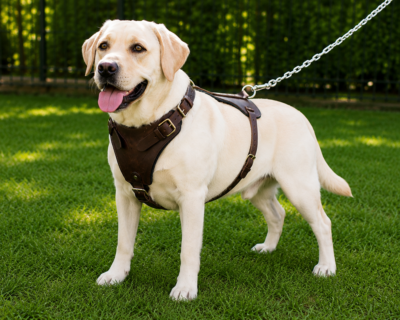 Crazy Horse Brown Belt Style Buckles Leather Dog Harness | Majestic Leather Majestic Leather
