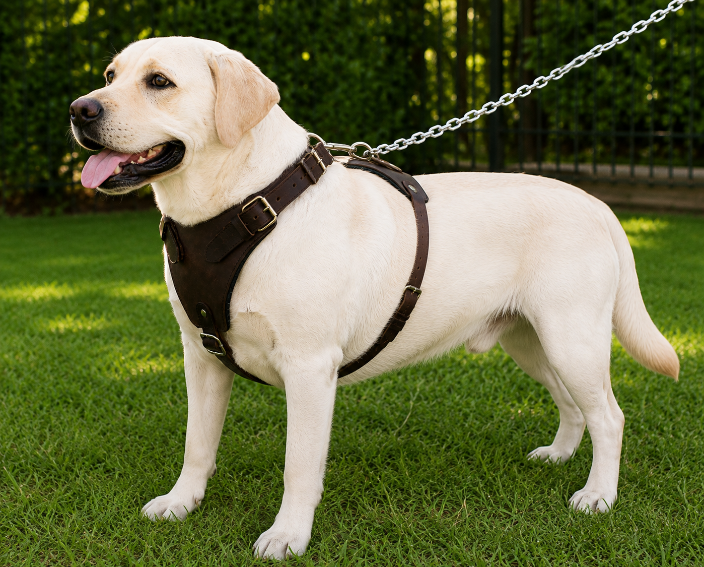 Crazy Horse Brown Belt Style Buckles Leather Dog Harness | Majestic Leather Majestic Leather
