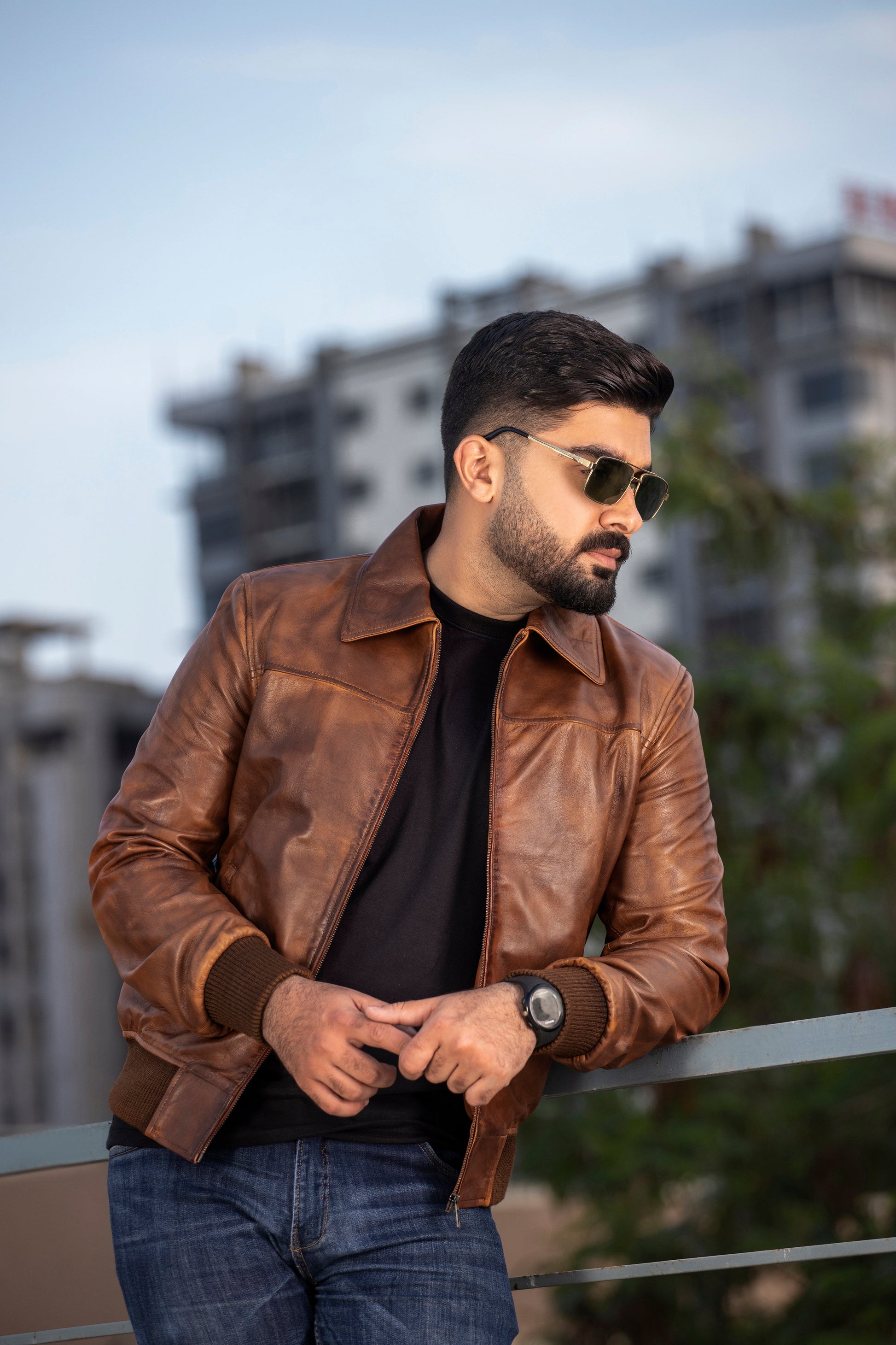 Men's Vintage Distressed Brown Biker Sheepskin Leather Jacket | Majestic Leather — interior lining | Majestic Leather UK