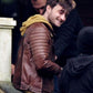 Daniel Radcliffe Horns Brown Leather Jacket | Majestic Leather — sleeve detail | Majestic Leather UK