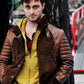 Daniel Radcliffe Horns Brown Leather Jacket | Majestic Leather — front view | Majestic Leather UK