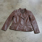 Women Biker - Resident Evil Requiem Grace Ashcroft Brown Leather Jacket — collar detail | Majestic Leather UK