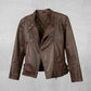 Women Biker - Resident Evil Requiem Grace Ashcroft Brown Leather Jacket — side profile | Majestic Leather UK