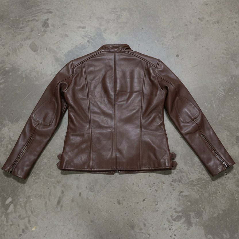 Women Biker - Resident Evil Requiem Grace Ashcroft Brown Leather Jacket — interior lining | Majestic Leather UK