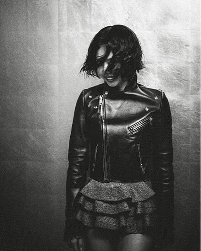 Women Biker - Blackpink Jennie Biker Leather Jacket — collar detail | Majestic Leather UK