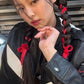 Women Biker - Blackpink Born Pink Jennie Black Leather Jacket — collar detail | Majestic Leather UK