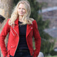Women Biker - Once Upon a Time Emma Swan Red Biker Jacket — front view | Majestic Leather UK
