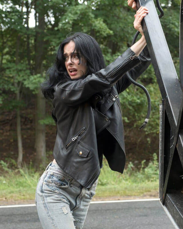 Women Biker - Jessica Jones Biker Leather Jacket — collar detail | Majestic Leather UK