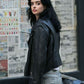Women Biker - Jessica Jones Biker Leather Jacket — sleeve detail | Majestic Leather UK