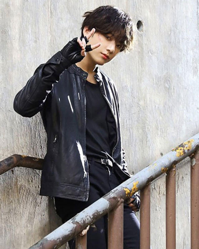 Women Biker - BTS Jungkook Bad Boy Leather Jacket — collar detail | Majestic Leather UK