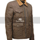 Yellowstone John Dutton Brown Jacket | Majestic Leather — sleeve detail | Majestic Leather UK