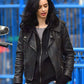 Women Biker - Jessica Jones Biker Leather Jacket — side profile | Majestic Leather UK