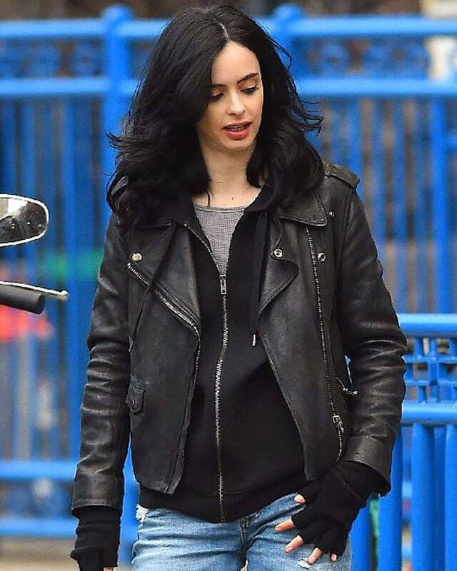 Women Biker - Jessica Jones Biker Leather Jacket — side profile | Majestic Leather UK