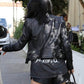 Women Biker - Kylie Jenner Biker Leather Jacket — side profile | Majestic Leather UK