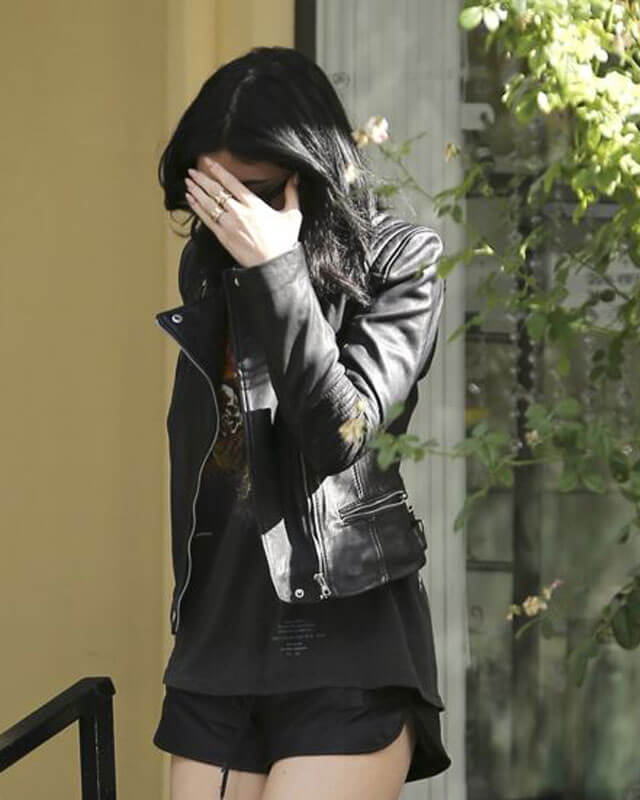 Women Biker - Kylie Jenner Biker Leather Jacket — back view | Majestic Leather UK