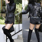 Women Biker - Kylie Jenner Biker Leather Jacket — collar detail | Majestic Leather UK