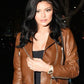 Women Biker - Kylie Jenner Brown Biker Leather Jacket — front view | Majestic Leather UK