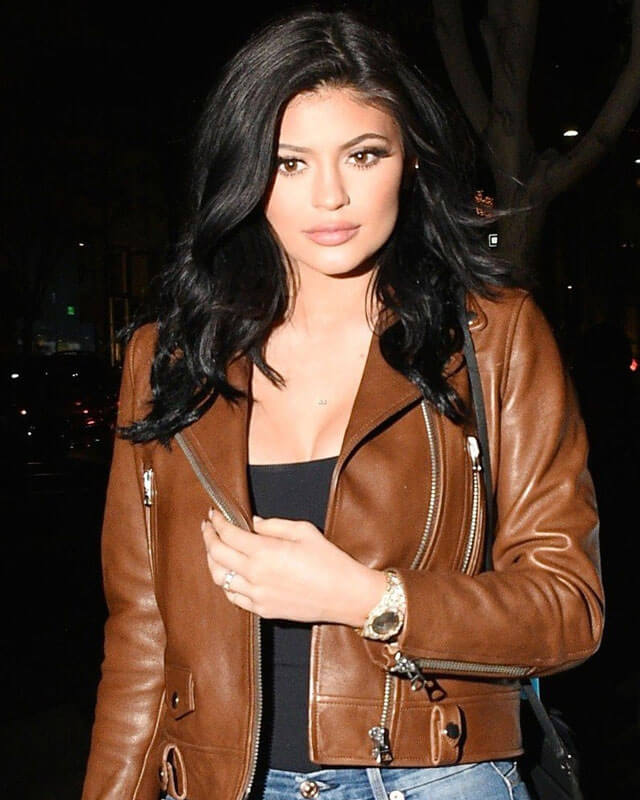 Women Biker - Kylie Jenner Brown Biker Leather Jacket — front view | Majestic Leather UK