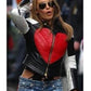 Women Biker - Kylie Minogue Time Bomb Heart Jacket — collar detail | Majestic Leather UK