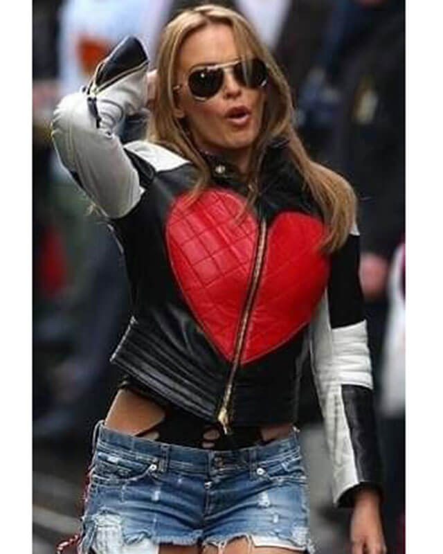 Women Biker - Kylie Minogue Time Bomb Heart Jacket — collar detail | Majestic Leather UK