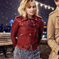 Women Biker - Last Christmas Emilia Clarke Red Leather Jacket — front view | Majestic Leather UK