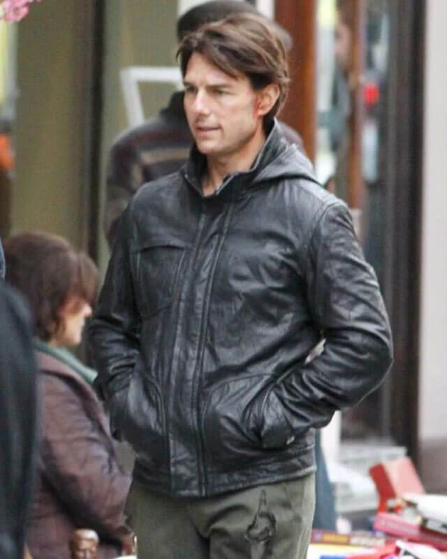 MI Ghost Protocol Tom Cruise Leather Jacket — collar detail | Majestic Leather UK