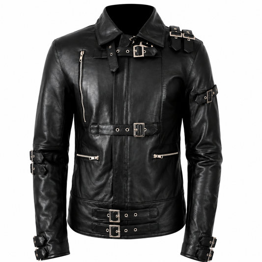 Men's Michael Jackson New Movie Black Bad Leather — front view | Majestic Leather UK