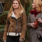 Women Biker - Virgin River Melinda Monroe Suede Shearling Jacket S01 — side profile | Majestic Leather UK