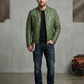 Men's Cafe Racer Biker Leather Jacket Style - 706 | Majestic Leather — side profile | Majestic Leather UK