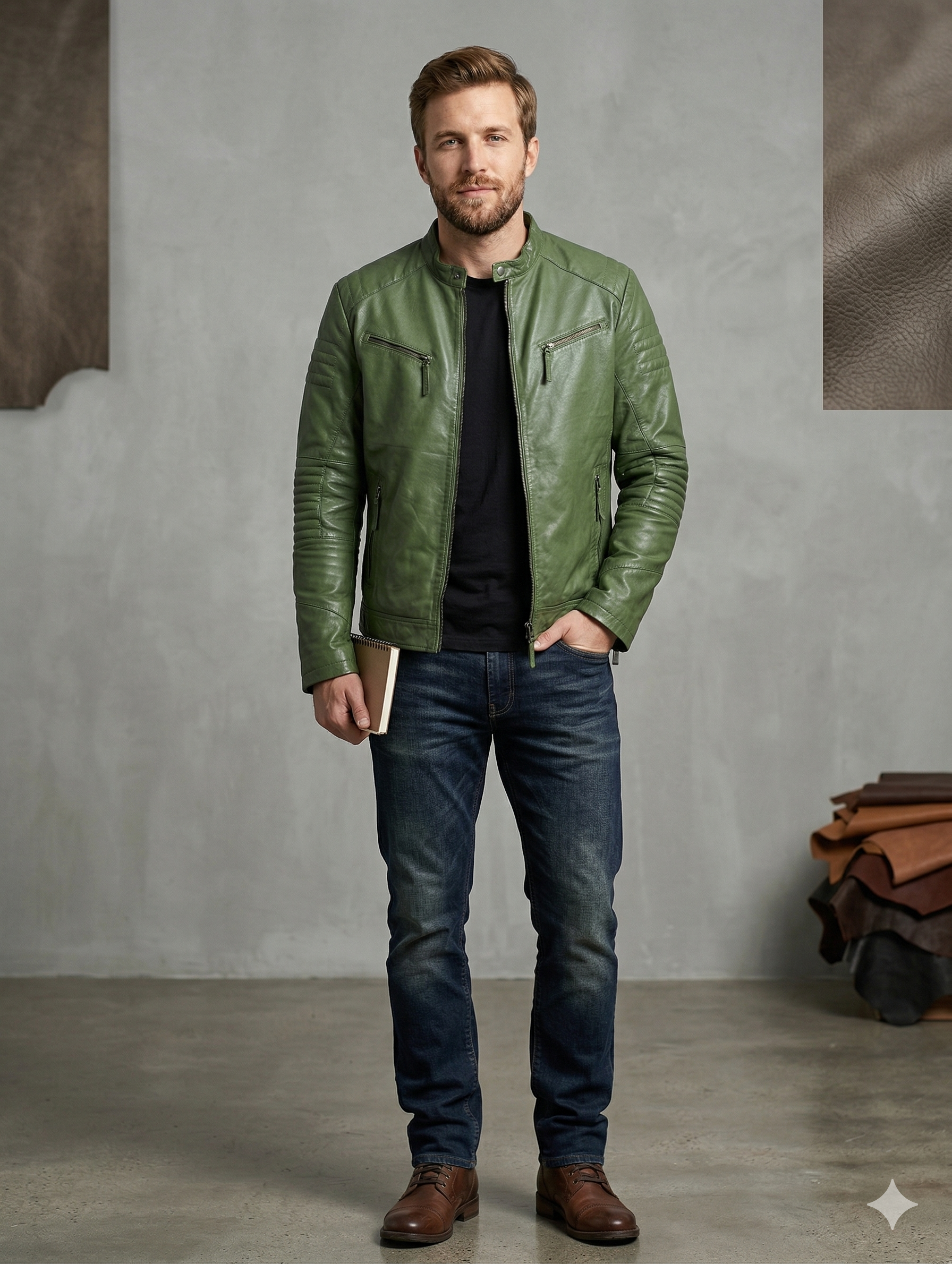 Men's Cafe Racer Biker Leather Jacket Style - 706 | Majestic Leather — side profile | Majestic Leather UK