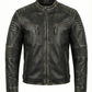 Biker Cafe Racer Black Leather Jacket ABD-706 | Majestic Leather — side profile | Majestic Leather UK