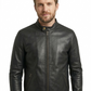 Men's Biker cafe racer Real Leather Jacket Style-777 | Majestic Leather — front view | Majestic Leather UK