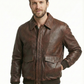 Men's Aviator A-2 Distress Brown Real Leather Jacket style - 420 — front view | Majestic Leather UK