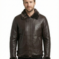 Men's Brown lambskin Leather with Synthetic Fur Lining Style-931 — front view | Majestic Leather UK