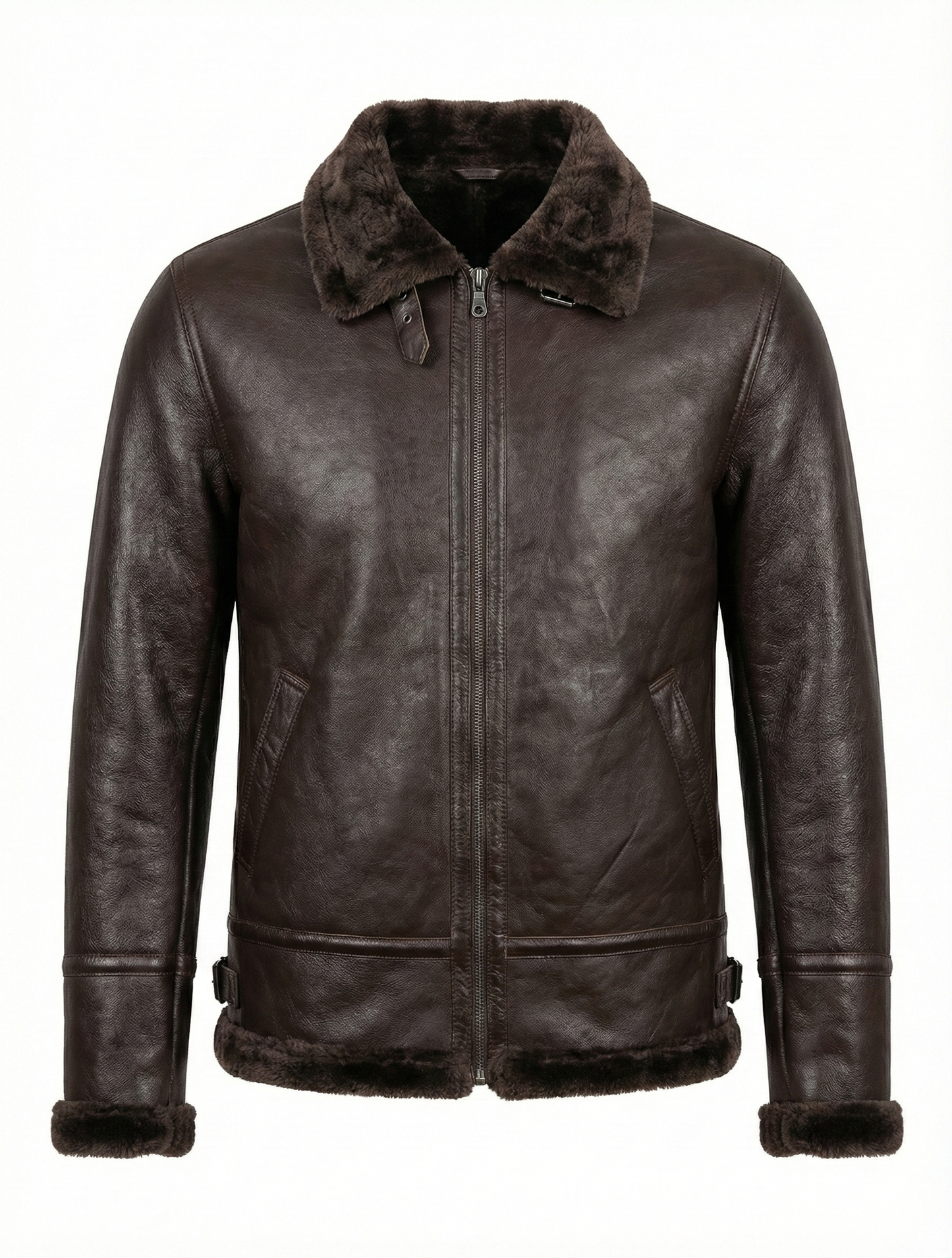 Men's Brown lambskin Leather with Synthetic Fur Lining Style-931 — back view | Majestic Leather UK