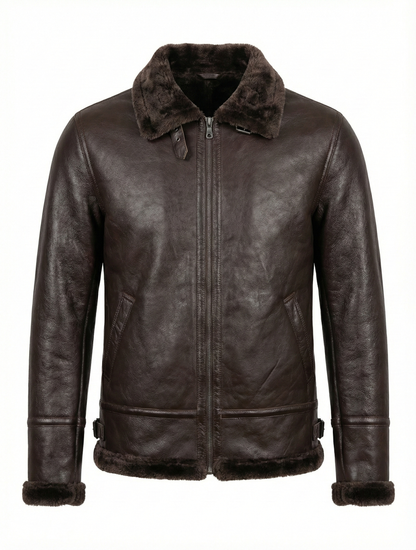 Men's Brown lambskin Leather with Synthetic Fur Lining Style-931 — back view | Majestic Leather UK