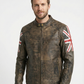 Biker Vintage Cafe Racer Distressed Black Leather Jacket Style - 974 — front view | Majestic Leather UK