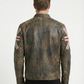 Biker Vintage Cafe Racer Distressed Black Leather Jacket Style - 974 — side profile | Majestic Leather UK