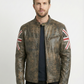 Biker Vintage Cafe Racer Distressed Black Leather Jacket Style - 974 — collar detail | Majestic Leather UK