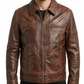 Men's Biker cafe racer Real Leather Jacket Style-450 | Majestic Leather — front view | Majestic Leather UK