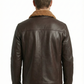 Men’s Real Leather Jacket Brown Lambskin Elegant-614 | Majestic Leather — collar detail | Majestic Leather UK