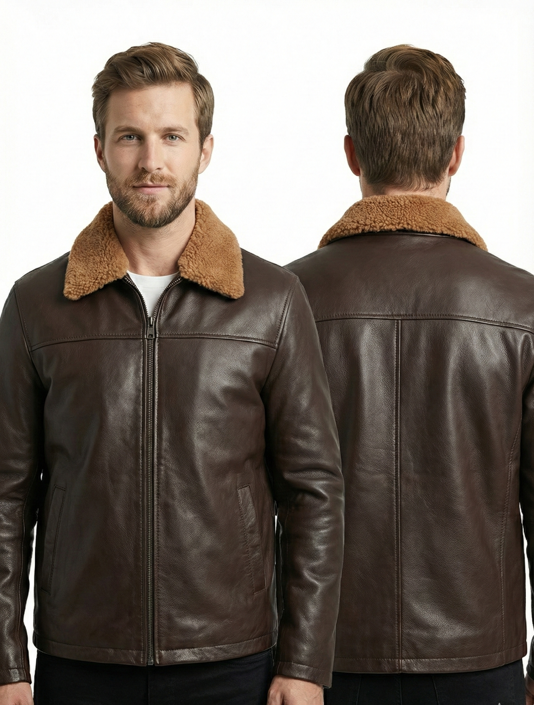 Men’s Real Leather Jacket Brown Lambskin Elegant-614 | Majestic Leather — interior lining | Majestic Leather UK