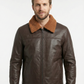 Men’s Real Leather Jacket Brown Lambskin Elegant-614 | Majestic Leather — side profile | Majestic Leather UK