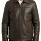 Men’s Real Leather Jacket Brown Lambskin Elegant-614 | Majestic Leather — front view | Majestic Leather UK