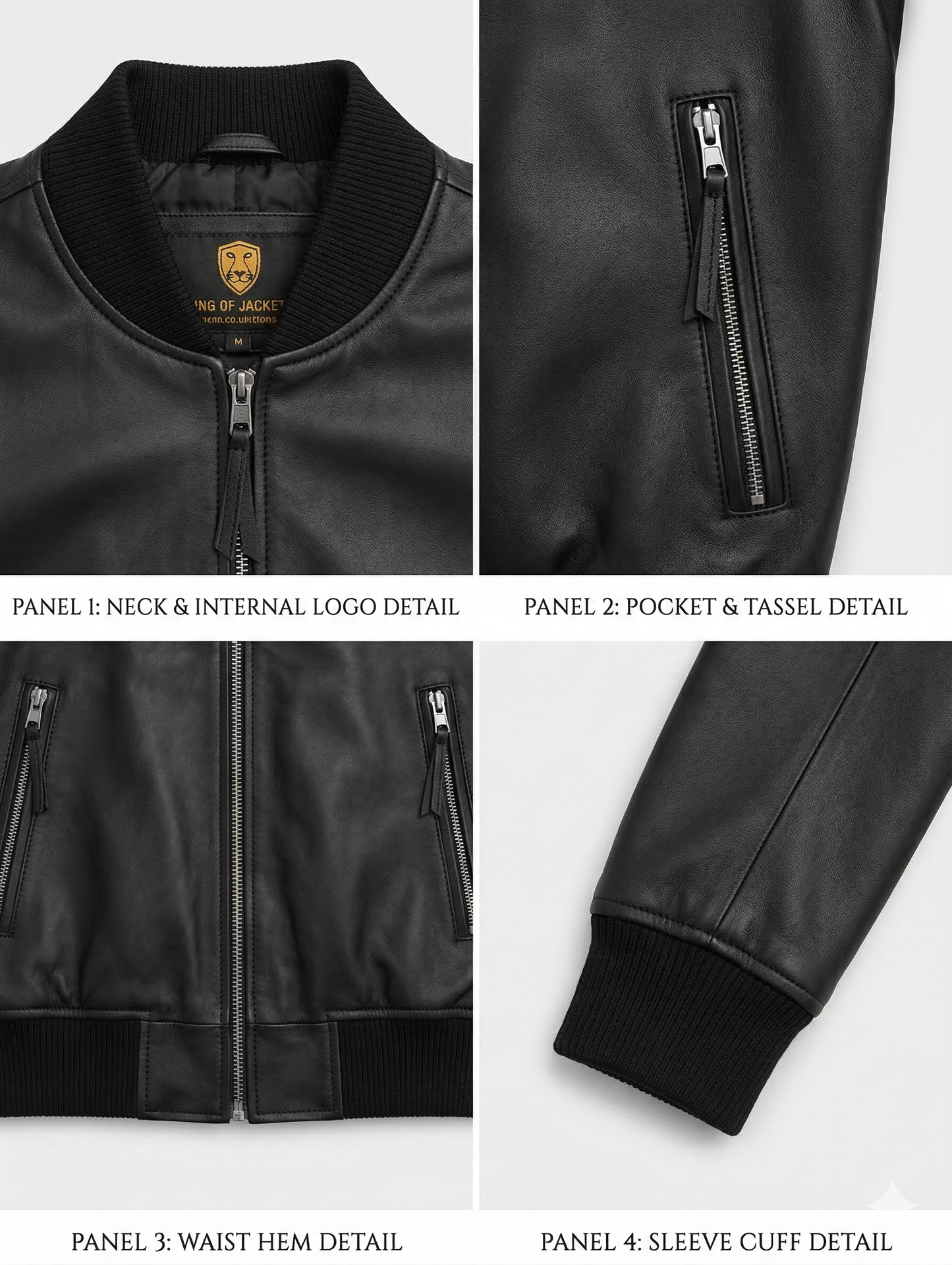 Men's Real Leather Bomber Jacket Style - 1070 | Majestic Leather — collar detail | Majestic Leather UK