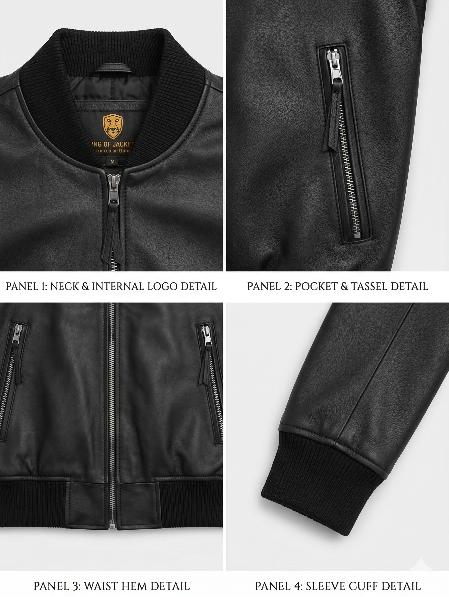 Men's Real Leather Bomber Jacket Style - 1070 | Majestic Leather — collar detail | Majestic Leather UK