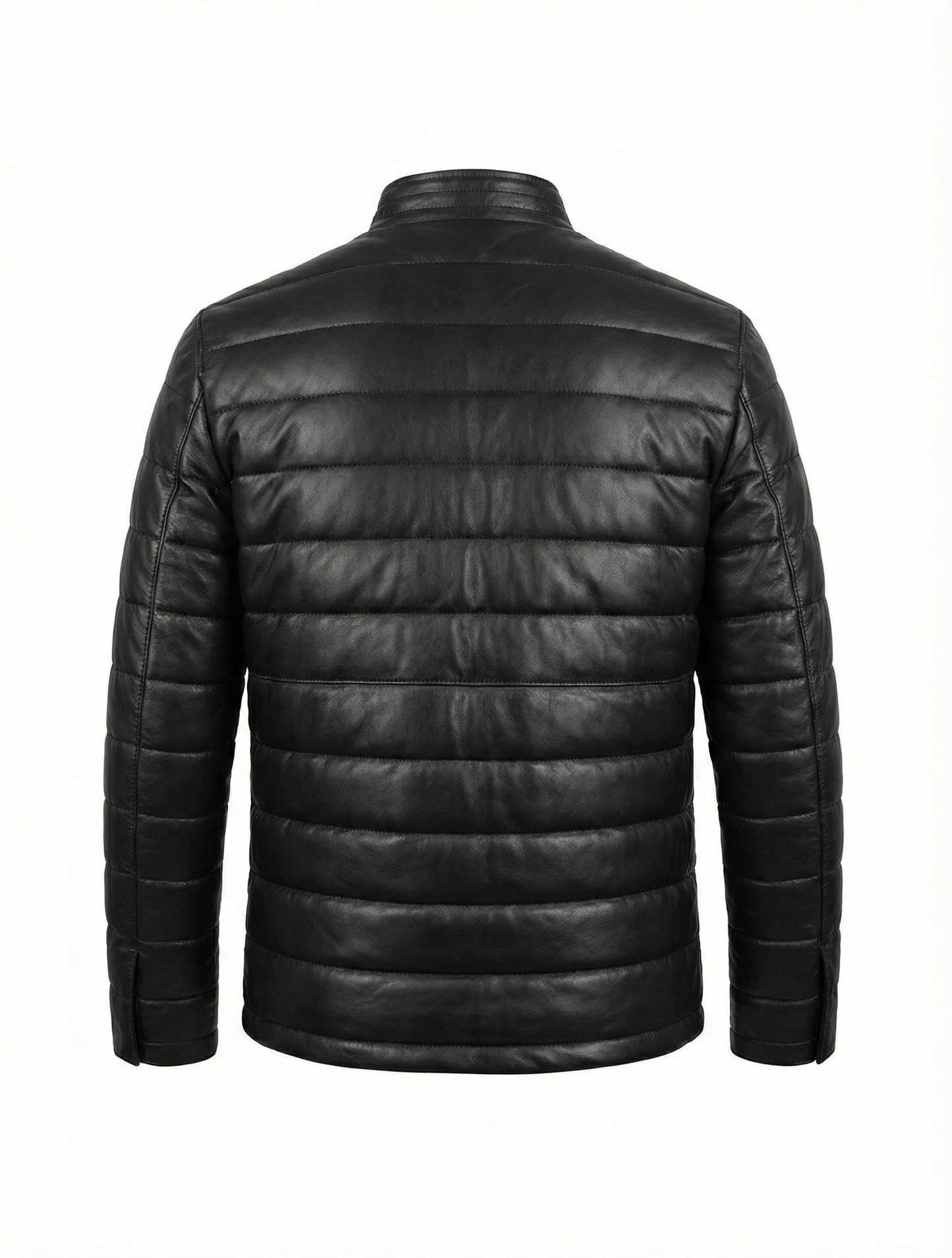 Real Leather Padded Puffer Quilted Winter Jacket FDU-1052 | Majestic Leather — back view | Majestic Leather UK