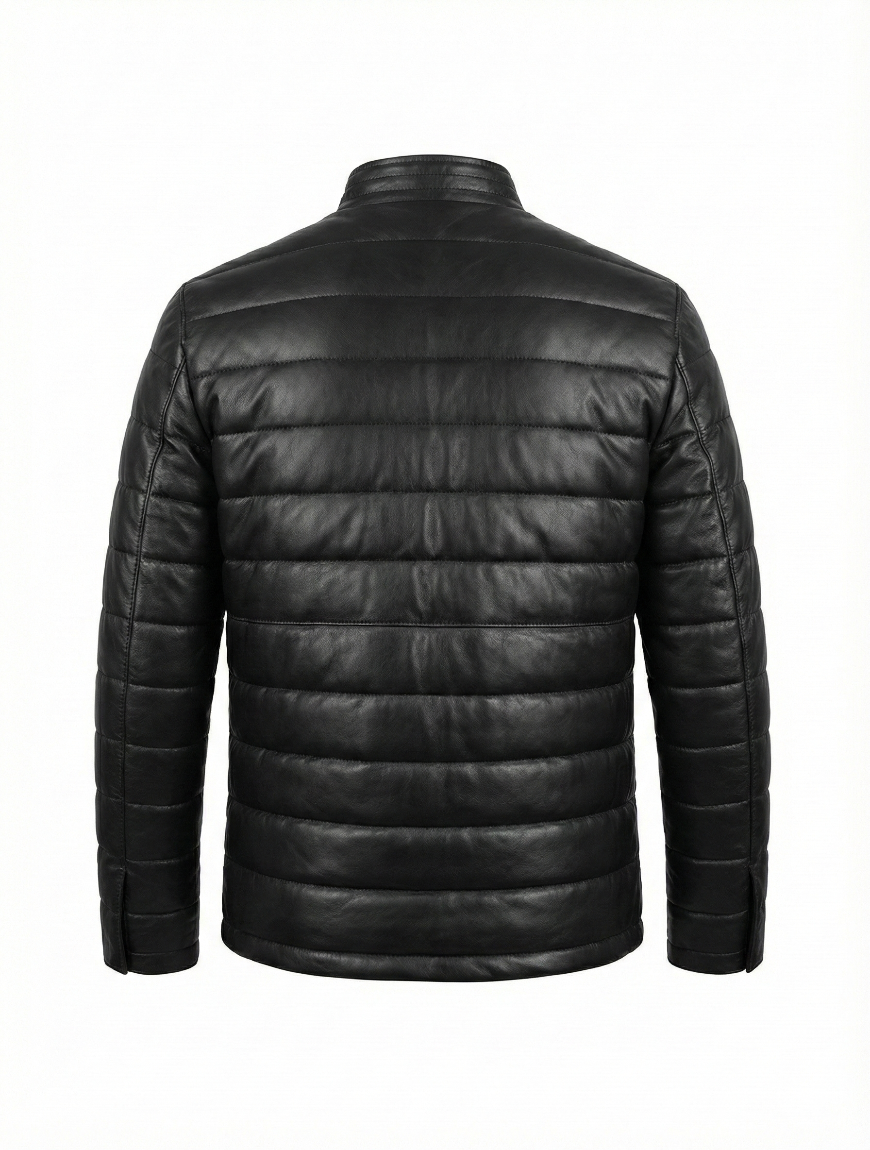 Real Leather Padded Puffer Quilted Winter Jacket FDU-1052 | Majestic Leather — back view | Majestic Leather UK