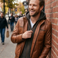 Biker Hooded Bomber Lambskin Leather Jacket Style - 1091 | Majestic Leather — side profile | Majestic Leather UK
