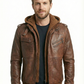 Biker Hooded Bomber Lambskin Leather Jacket Style - 634 | Majestic Leather — front view | Majestic Leather UK